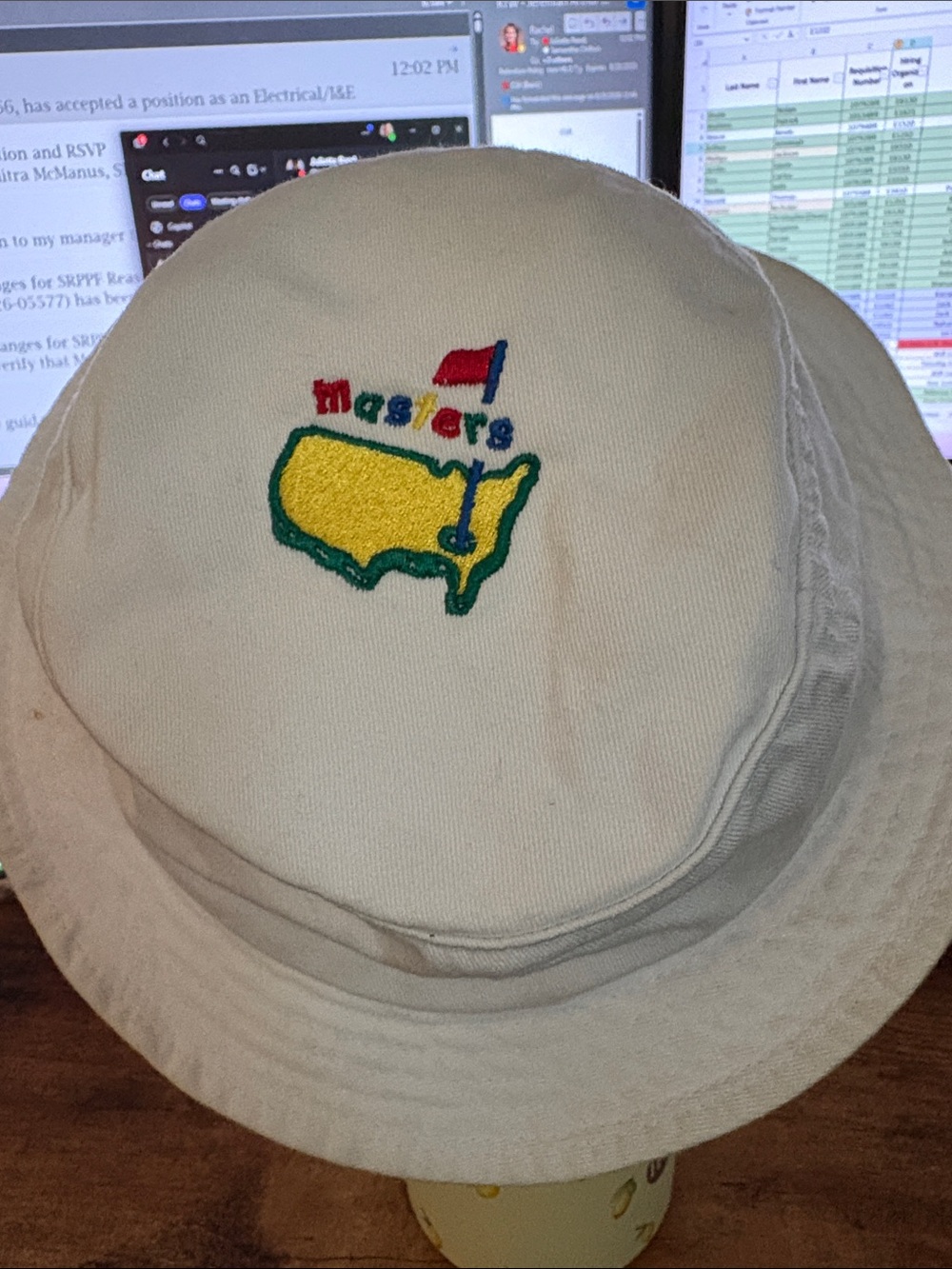 Masters Embroidered Kids Bucket Hat - Cream